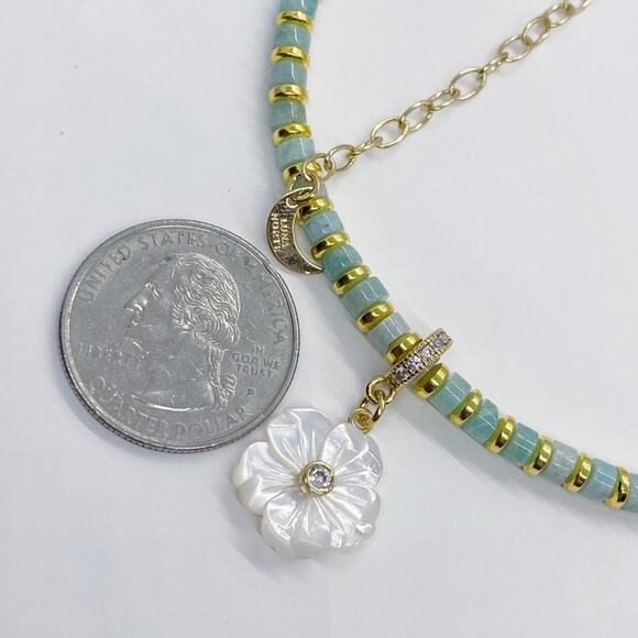 NEW FP x Luna Norte Mother Of Pearl & Amazonite Necklace - Picture 13 of 14